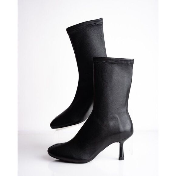 Zara Womens Soft Leather Boots Booties Black heeled US 6 EU 36 New 2101/410 - Picture 5 of 8